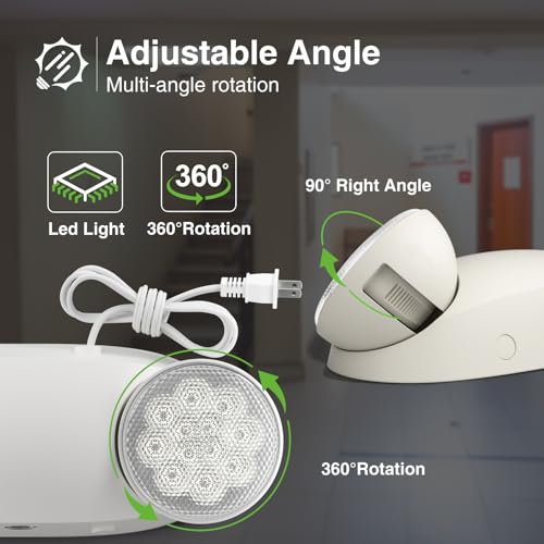 FREELICHT 12 Pack Led Emergency Lights with Round Head, 4FT Plug in Cord - size: 12 pack