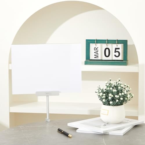 FoldTier 3 Set Aluminum Alloy Sign Holder Clamp with 8.5x11 Acrylic Frame - color: Silver, size: 8.5 x 11 Inches