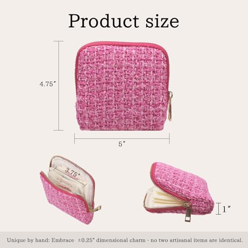 Stratalife Small Travel Jewelry Case, Qulited Storgae Pouch - color: Quilted Rose Pink