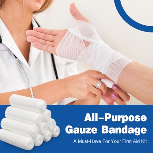 AZEN 50 Pack Gauze Rolls Bandages, 3 in x 4.1 Yards, Premium Medical Supplies & First Aid Supplies, Bandage Wrap Vet Wrap - color: 50p, size: 3IN
