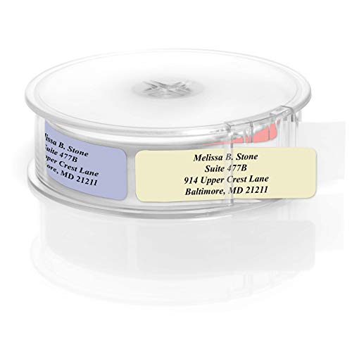 Assorted Stonewashed Designer Rolled Address Labels with Elegant Plastic Dispenser - size: 500 Labels, style: Assorted Stonewashed
