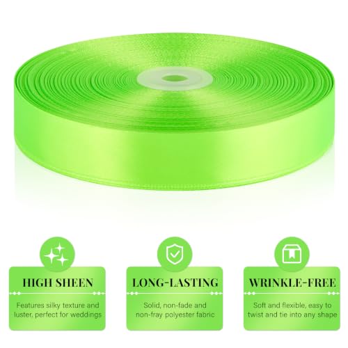Apple Green Satin Ribbon 1 Inch x 100 Yards - color: Apple Green