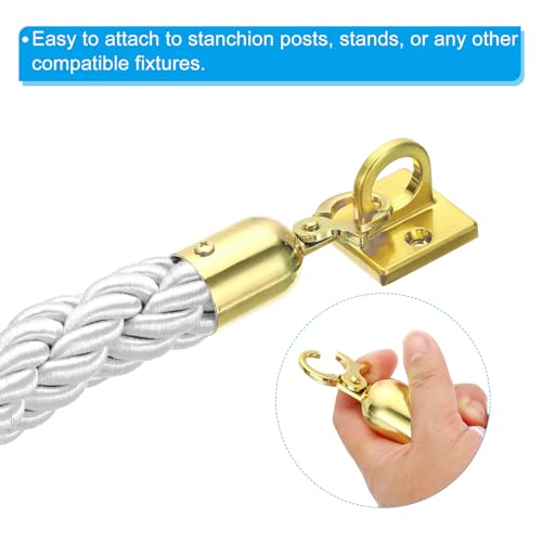 PATIKIL Stanchion Rope, 1.2m/3.9Ft Barrier Rope Twisted Post Ropes for Posts Stands Queue Divider Crowd Control of Hotel, White Golden - color: White, Golden, size: 3.9Ft