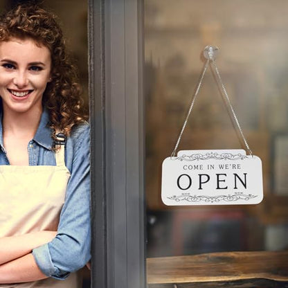Open and Closed Business Sign Plastic Signboards Double Sided Reversible Open and Closed Hanging Sign for Store Restaurant Club Cafe Hotel