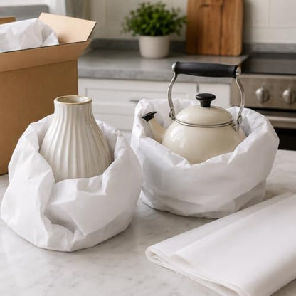 100 Packing Paper Sheets for Moving Supplies, 12x12 Newsprint Wrapping Paper for Mugs & Ornaments - Box Filler Supplies - size: 12x12