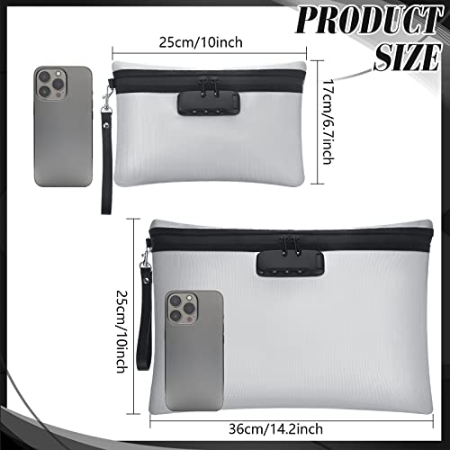 Nezyo 2 Pcs Fireproof Document Bag with Lock, Waterproof Money Pouch,Grey - color: Grey