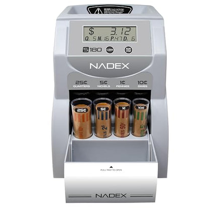 Nadex S180 Digital Coin Sorter and Counter – Displays Total and Denomination Values, Silver