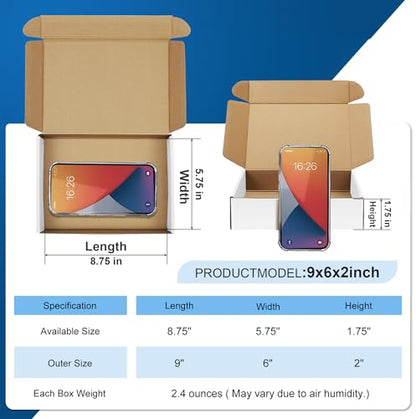 Famagic 9x6x2 Small White Shipping Boxes for Small Business, Gift, 25 Pack - color: White, size: 9x6x2" 25pcs