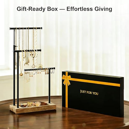 SRIWATANA Carbonized Black Jewelry Organizer Stand, Tall Necklace Holder - color: carbonized black and black
