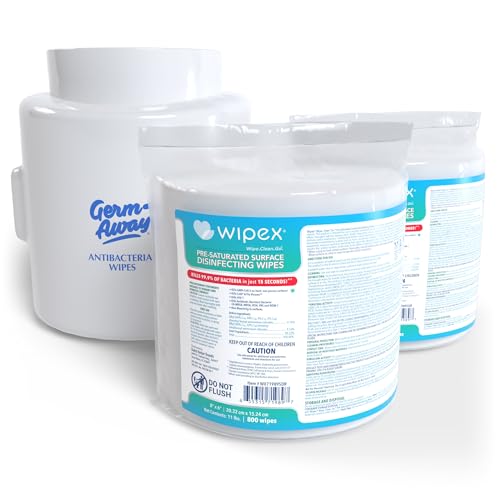 Wipex Gym Wipes Dispenser and Disinfecting Gym Wipes Refills Bundle, (1) White Wall Mounted Dispenser and EPA Registered (2) 800ct Gym Equipment Cleaner, Safely Kill Viruses and Bacteria in 15 Seconds - size: Bundle: 2 Refills + Plastic Wall Dispenser