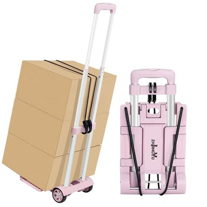 Folding Dolly Pink Hand Cart,Folding Hand Truck Aluminum Trolley - color: 2 Wheel Aluminium Pink
