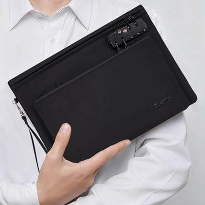 Notary Bag with Lock, Double layer Cash Bag, Notary Supplies, Valuable Storage Bag,Lock Bag travel safe - color: Black