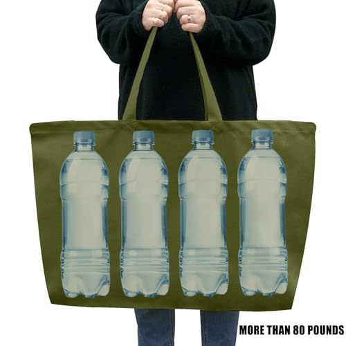 Large Canvas Tote Bag Reusable Extra Big Grocery Bags - color: Olive Green
