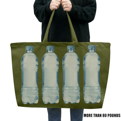 Large Canvas Tote Bag Reusable Extra Big Grocery Bags - color: Olive Green