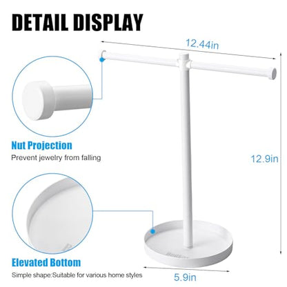 bodkar Jewelry Necklace Holder Organizer,12.9" Sturdy Metal Jewelry Stand - color: White