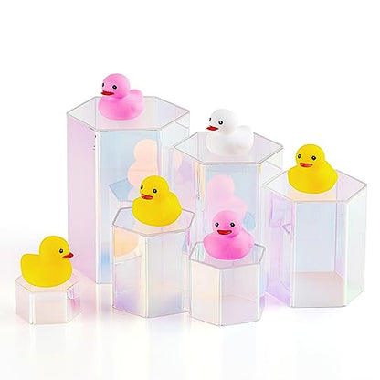 Jetec 12 Pcs Hexagonal Jewelry Display Risers Acrylic Stands,Rainbow Color - color: Rainbow Color