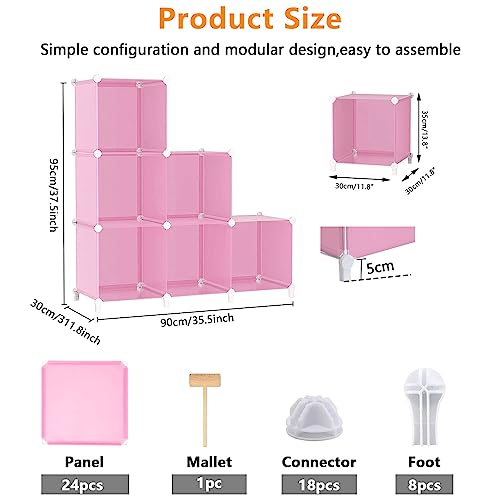 AWTATOS Cube Storage Organizer, Closet Organizers, 6 Cube Shelf, Pink - color: Pink
