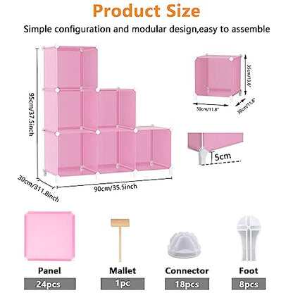 AWTATOS Cube Storage Organizer, Closet Organizers, 6 Cube Shelf, Pink - color: Pink