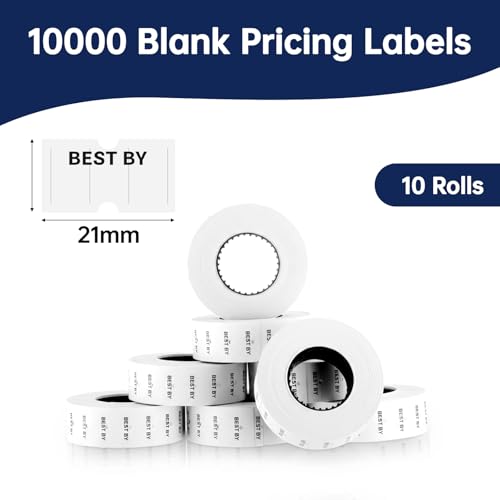 10 Rolls Best by Labels for Price Gun Expiration Date Pantry Labels Bulk 10, 000 Blank Price and Date Gun Label for Containers, Kitchen Stickers for Food Freshness
