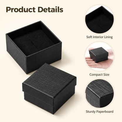 200 Pcs Cardboard Jewelry Gift Boxes Bulk, 2 x 2 in Black Boxes