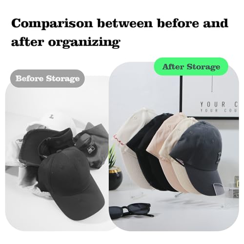 Baseball Hat Organizer Rack,2 Pack Acrylic Baseball Caps Storage Holder for Closet,Retail Hat Display Stand for Vendors