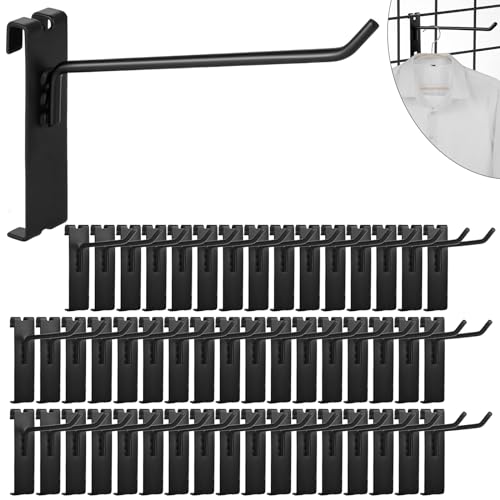 AccEncyc Gridwall Hooks 4 Inch Heavy Duty Black Display Hooks for Grid Wall Panel Hanging (50Pcs) - size: 50Pcs
