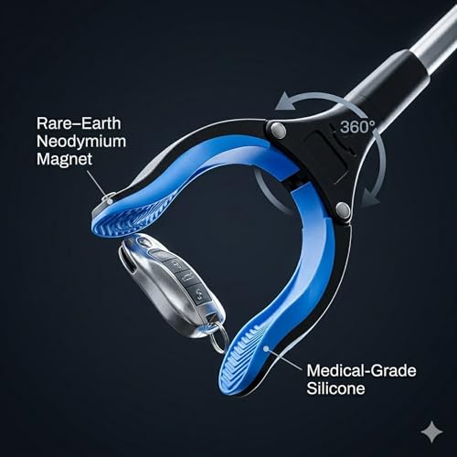 Grabber Reacher Tool - 32” Extra Long Foldable Gripper and Reaching Tool - Heavy Duty Pick Up Stick Grabbers for Seniors, Trash, Surgery Recovery Must Haves Gifts (Blue) - color: Blue