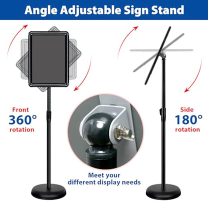 2Pack 8.5x11 Sign Stand - Adjustable Floor Standing Sign Holder - color: Black, size: 8.5"x11"-2Pack