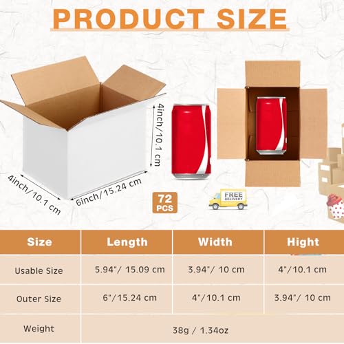 Yeaqee 72 Pcs 6 x 4 x 4 Inch Shipping Boxes for Small Business,White - color: White, size: 6 x 4 x 4 Inch