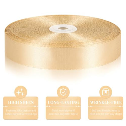 Champagne Satin Ribbon 1 Inch x 100 Yards - color: Champagne