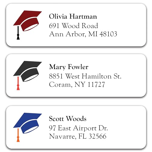 Personalized Graduation Return Address Labels - Announcement Address Labels on Sheets (50-500 Labels) (Cap)