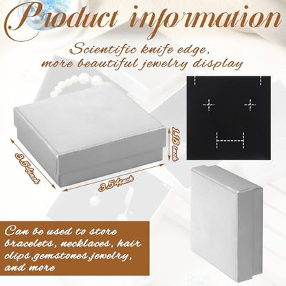 Tenceur 100 Pcs Jewelry Gift Boxes Jewerly Box - color: Silver, size: 3.5 x 3.5 x 1.2 in
