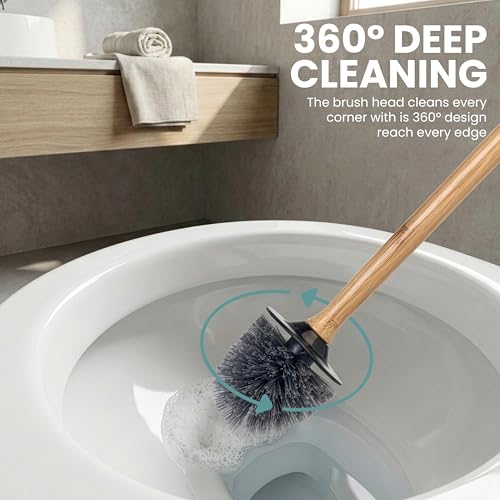 Vigar Zense Toilet Brush and Holder Set, Polyresin Stone, Light Gray - color: Light Gray