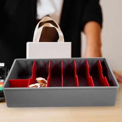 Cash Drawer Tray Money Tray Organizer with Compartments Portable Currency Till Replacement Insert for Cash Register Shop Office Classroom Meetings 11.81 X 6.88 X 2.55 in