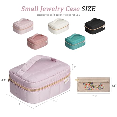 KarSyon Travel Jewelry Case Organizer Boxes with 10 Velvet Zipper Pouches - color: Pink, size: Large