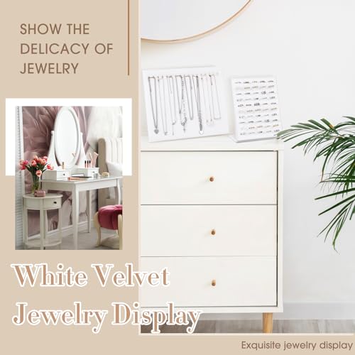 Henoyso 22 Pcs VelvetJewelry Display for Vendors Necklace Bust Holder - color: White