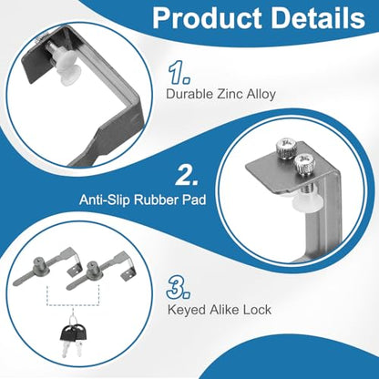 2.1" Luminous Sliding Glass Door Ratchet Lock Fit 1.57-1.97" Grey - color: Gray, size: 2.1"