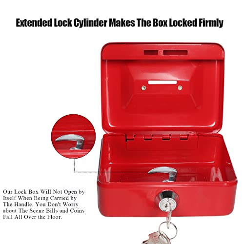 Small Cash Box with Lock and Slot - Jssmst Metal Coin Bank Piggy Bank for Adults and Kids, Red(SMCB0303N) - color: Red, size: XS(4.92")-slot