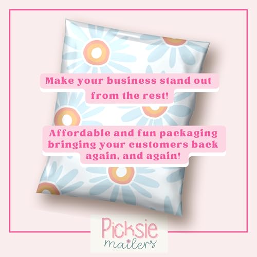 Picksie Mailers- Polymailers 10x13 Cute Boho Poly Bags for Small Business - color: Daisy Dream, size: 10x13