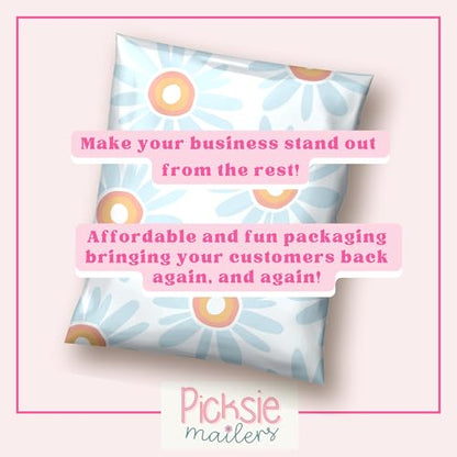 Picksie Mailers- Polymailers 10x13 Cute Boho Poly Bags for Small Business - color: Daisy Dream, size: 10x13