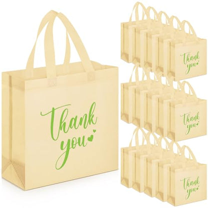 Sweetude 30 Thank You Non Woven Gift Bag, 11 x 12 x 5 Inch, Beige - color: Beige, size: 11 X 12 X 5 Inch