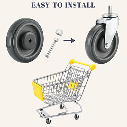 MYFULLY 5" Shopping Cart Caster Wheels 4-Pack with Hardware, Grey - style: Grey