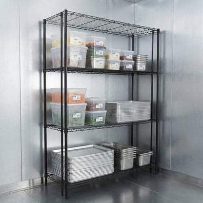 Quantum Storage Systems WR54-2136BK Wire Shelving Starter Kit, 36" W x 21" D x 54" H, 600 lbs Capacity, Carbon Steel, Epoxy Coated, Black, NSF - color: Black Epoxy, size: 54H x 36W x 21D