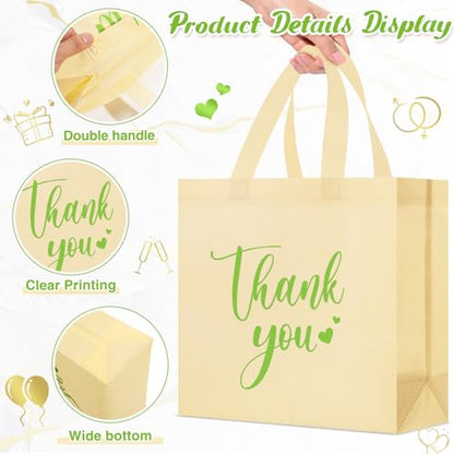 Sweetude 30 Thank You Non Woven Gift Bag, 11 x 12 x 5 Inch, Beige - color: Beige, size: 11 X 12 X 5 Inch