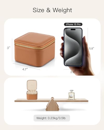 VLANDO Travel Jewelry Case with Clear 6 Velvet Bags,Brown - color: 6PCS-Brown