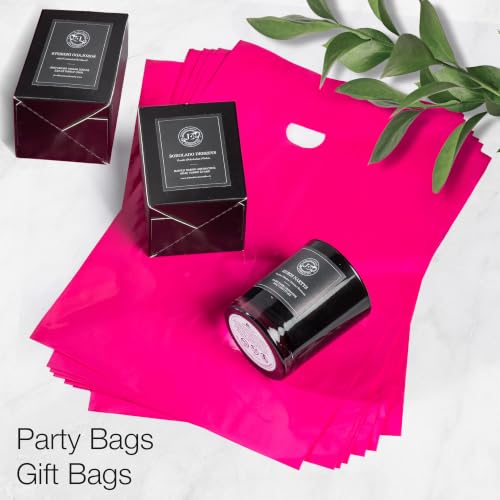 Choice Marts 100 Pink Plastic Bags With Handles 9x12 Merchandise Bags - color: Pink