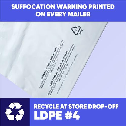 10x13 Heavy-Duty Poly Mailers – 30-Pack, White 3 Mil Thick Shipping Bags – Waterproof, Tear-Resistant, Recyclable Envelopes for Small Business & Clothing - size: 10" x 13"