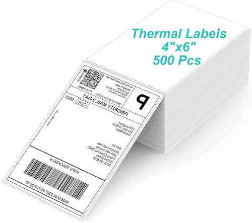 Coopaty Direct Thermal Labels, 4"x6" Thermal Shipping Labels, 1000 Labels Fanfold Thermal Label Printer Paper Compatible with Zebra and Rollo (500 Labels/Stack, 2 Stacks) - size: 2 Stack-1000 Labels