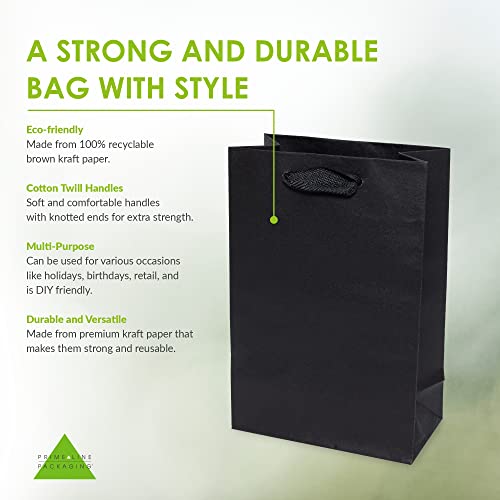 Prime Line Packaging Black Paper Gift Bags, 6x3x9 Retail Bags, 50 Pack - size: 1 Count (Pack of 50)