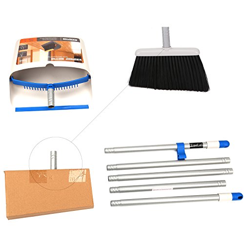 TreeLen Long Handle Broom and Dustpan Set,Upright Dust Pan Combo for Home, Kitchen, Room, Office, Lobby Floor Use Without Bending - color: Blue Broom and Dustpan